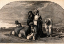 Musulmani in preghiera. Litografia