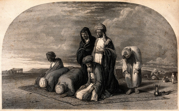 muslims_praying Musulmani in preghiera. Litografia